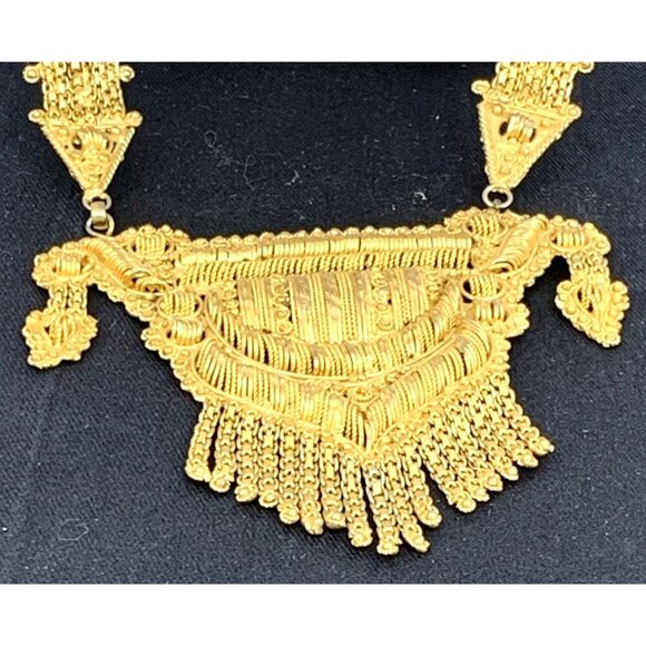 India Mughal Wedding Necklace Gold Plated 28" Long - Picture 4 of 10